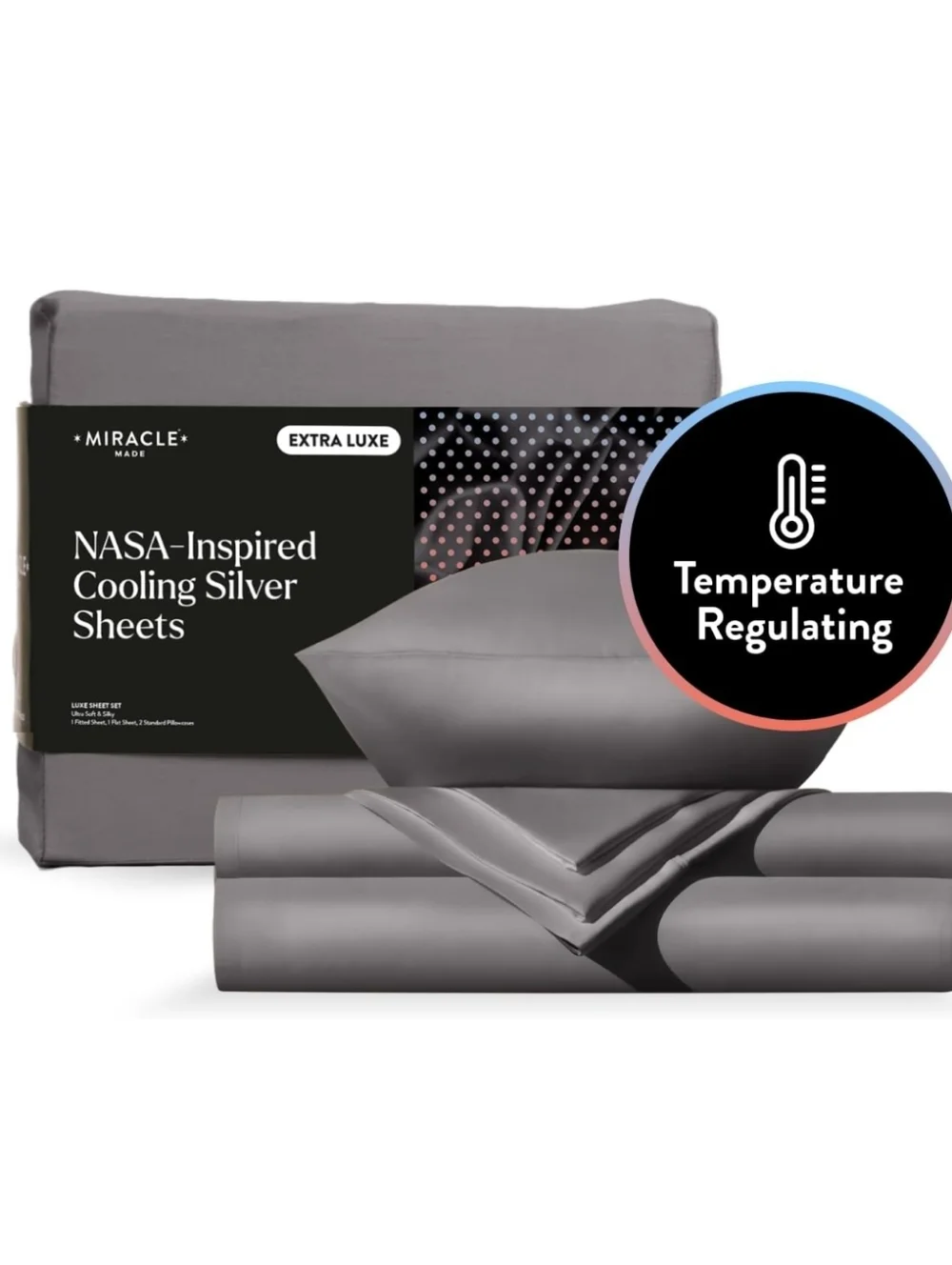 Miracle Made Ultra Luxe Sheet Set King Stone Grey